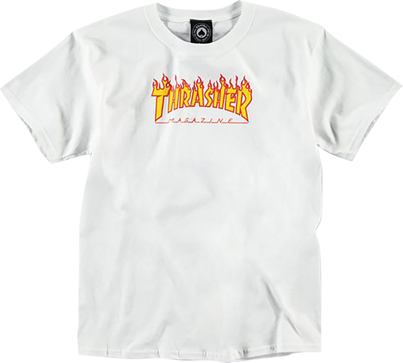 Thrasher Flames Youth T-Shirt - White