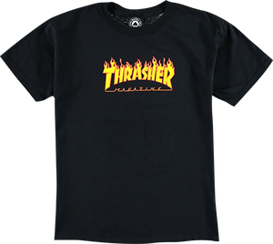 Thrasher Flames Youth T-Shirt - Black