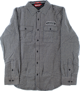 Baker Stitch Long Sleeve Shirt Flannel SMALL Tan/White