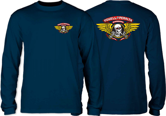 Powell Peralta Winged Ripper Long Sleeve Shirt LARGE Navy Blue