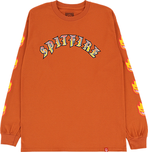 Spitfire Old E Bighead Fill Sleeve Long Sleeve Shirt SMALL Orange/Gold/Red