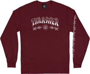 Thrasher Barbed Wire Ls Size: LARGE Maroon