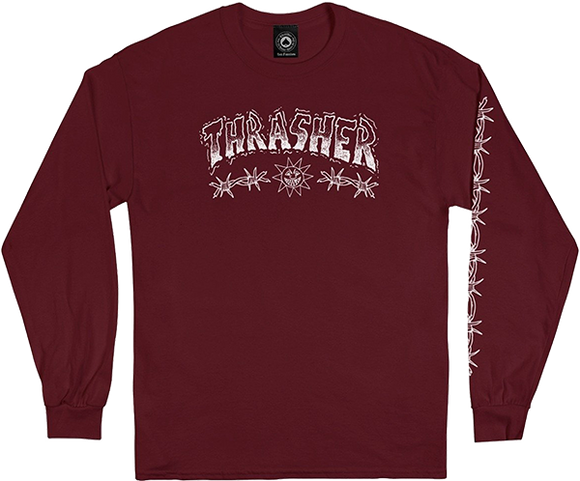 Thrasher Barbed Wire Ls Size: LARGE Maroon