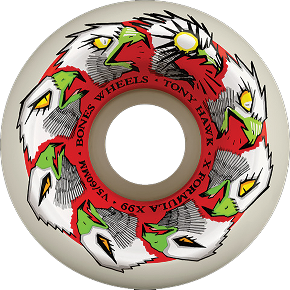 Bones Wheels Hawk Xf V5 Animation 60mm 99a White Skateboard Wheels (Set of 4)