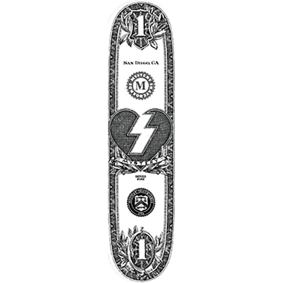 Mystery Original Dollar Skateboard Deck -8.12 White DECK ONLY