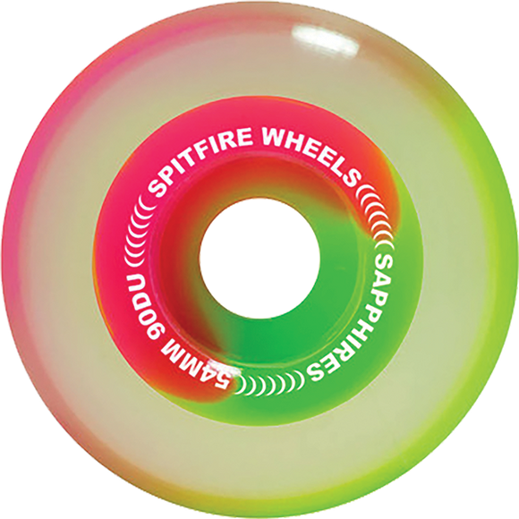 Spitfire Sapphire 90du Cruiser 54mm Pink/Green Skateboard Wheels (Set of 4)