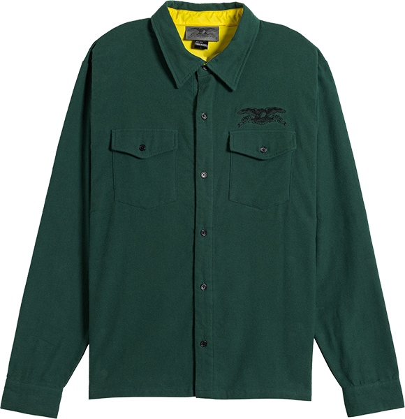 Antihero Basic Eagle Long Sleeve Shirt Flannel X-LARGE Dk.Green/Black