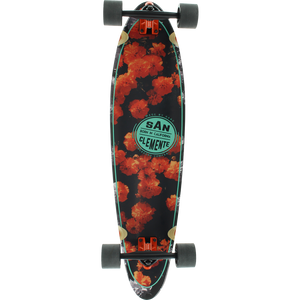 San Clemente Orange Blossom Squashtail Complete Longboard Skateboard -9x36 