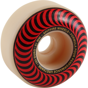 Spitfire F4 101a Classic Swirl 51mm White W/Red Skateboard Wheels (Set of 4)