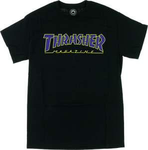 Thrasher Outlined T-Shirt - Size: SMALL Black/Purple/Yellow