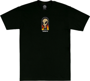 Thrasher X Alien Workshops Believe T-Shirt - Size: MEDIUM Black