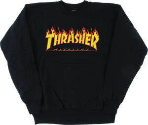 Thrasher Flame Logo Crew Sweatshirt - X-LARGE Black/Yellow