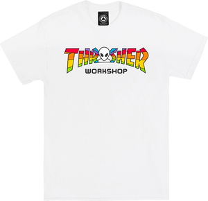 Thrasher X Alien Workshops Spectrum T-Shirt - Size: MEDIUM White