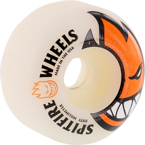 Spitfire Bighead 50mm White W/Orange Skateboard Wheels (Set of 4)