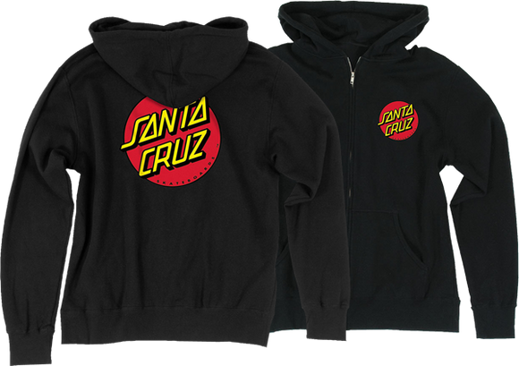 Santa Cruz Classic Dot Zip Hooded Sweatshirt - SMALL Black