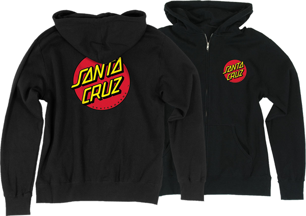 Santa Cruz Classic Dot Zip Hooded Sweatshirt - MEDIUM Black