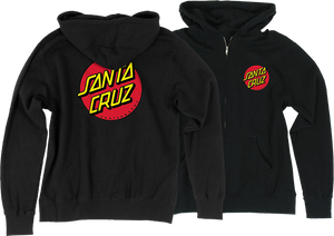 Santa Cruz Classic Dot Zip Hooded Sweatshirt - MEDIUM Black