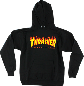 Thrasher Flames Hooded Sweatshirt - LARGE Black/Yellow/Red