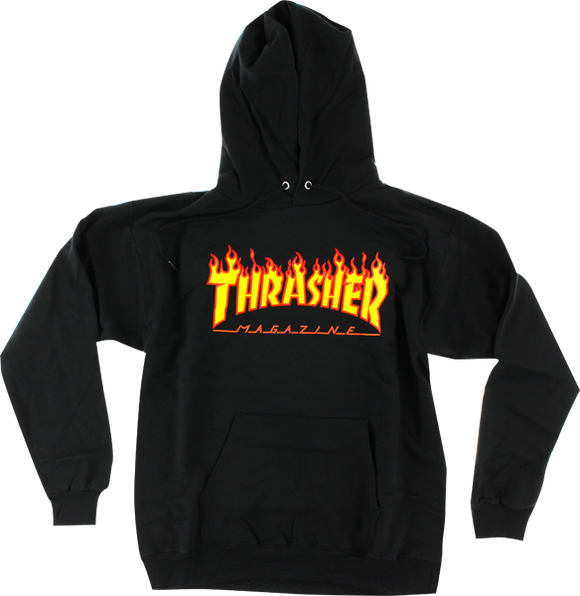 Thrasher Flames Hooded Sweatshirt - LARGE Black/Yellow/Red