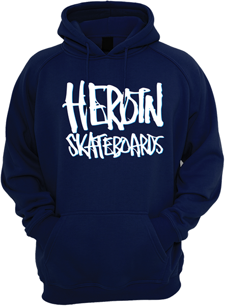 Heroin Heroin Script Hooded Sweatshirt - X-LARGE Navy